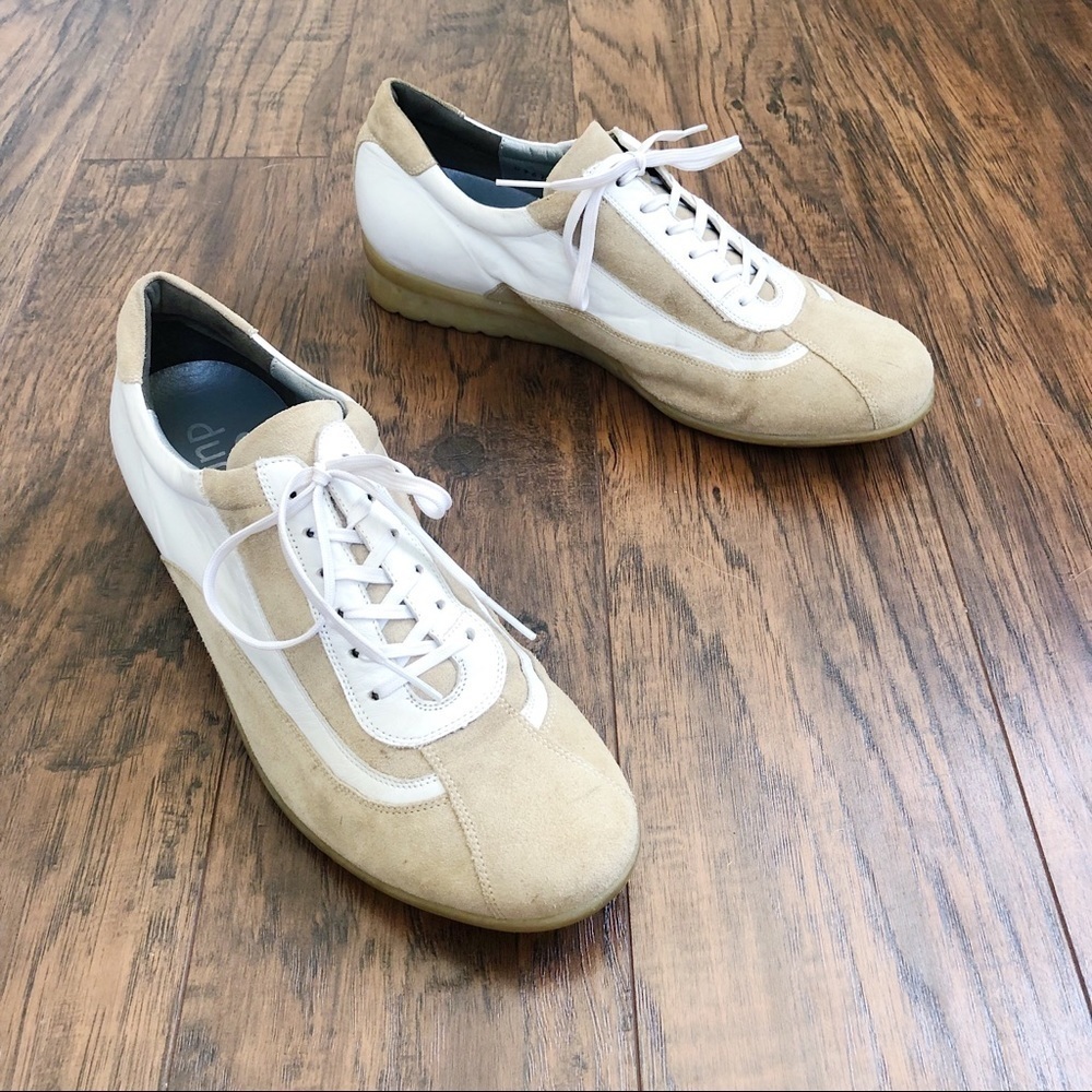 Durea • Nicky lace up walking shoes sneakers tan suede orthotic wedge sole